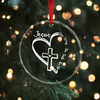 Jesus The Way The Truth The Life Crystal Glass Ornament Christian Cross With Heart - Wonder Print Shop