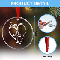 Jesus The Way The Truth The Life Crystal Glass Ornament Christian Cross With Heart - Wonder Print Shop