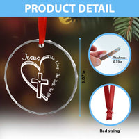 Jesus The Way The Truth The Life Crystal Glass Ornament Christian Cross With Heart TS11