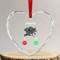Jimothy Calling Phone Call Seattle Raccoon Heart Crystal Glass Ornament