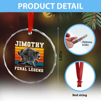 Jimothy from Seattle WA Feral Legend Raccoon Crystal Glass Ornament Viral Trash Panda Retro Sunset Strip Graphic
