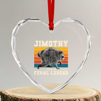 Jimothy from Seattle WA Feral Legend Raccoon Heart Crystal Glass Ornament Viral Trash Panda Retro Sunset Strip Graphic