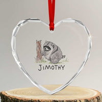 Jimothy Funny Viral Seattle Raccoon Crayon Drawing Graphic Heart Crystal Glass Ornament Trash Panda Feral Legend Supporter
