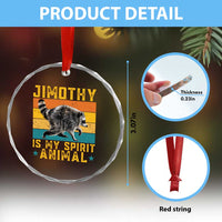 Jimothy Is My Spirit Animal Seattle Raccoon Lover Crystal Glass Ornament Retro Sunset Viral Ballard Trash Panda Graphic