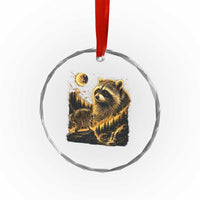 Jimothy Raccoon Howling at The Moon Parody 90s Retro Crystal Glass Ornament