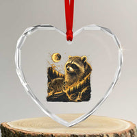 Jimothy Raccoon Howling at The Moon Parody 90s Retro Heart Crystal Glass Ornament