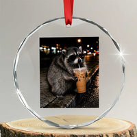 Jimothy Raccoon Seattle Drinking Iced Coffee Meme Crystal Glass Ornament Viral Trash Panda Seattle Animal Meme