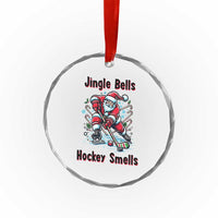 Jingle Bells Hockey Smells Crystal Glass Ornament Funny Santa Ice Hockey Christmas Gift - Wonder Print Shop