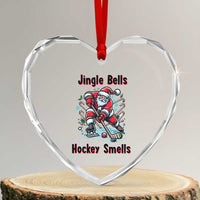 Jingle Bells Hockey Smells Heart Crystal Glass Ornament Funny Santa Ice Hockey Christmas Gift - Wonder Print Shop