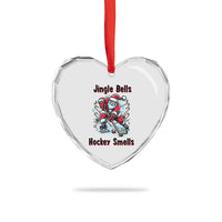 Jingle Bells Hockey Smells Heart Crystal Glass Ornament Funny Santa Ice Hockey Christmas Gift - Wonder Print Shop