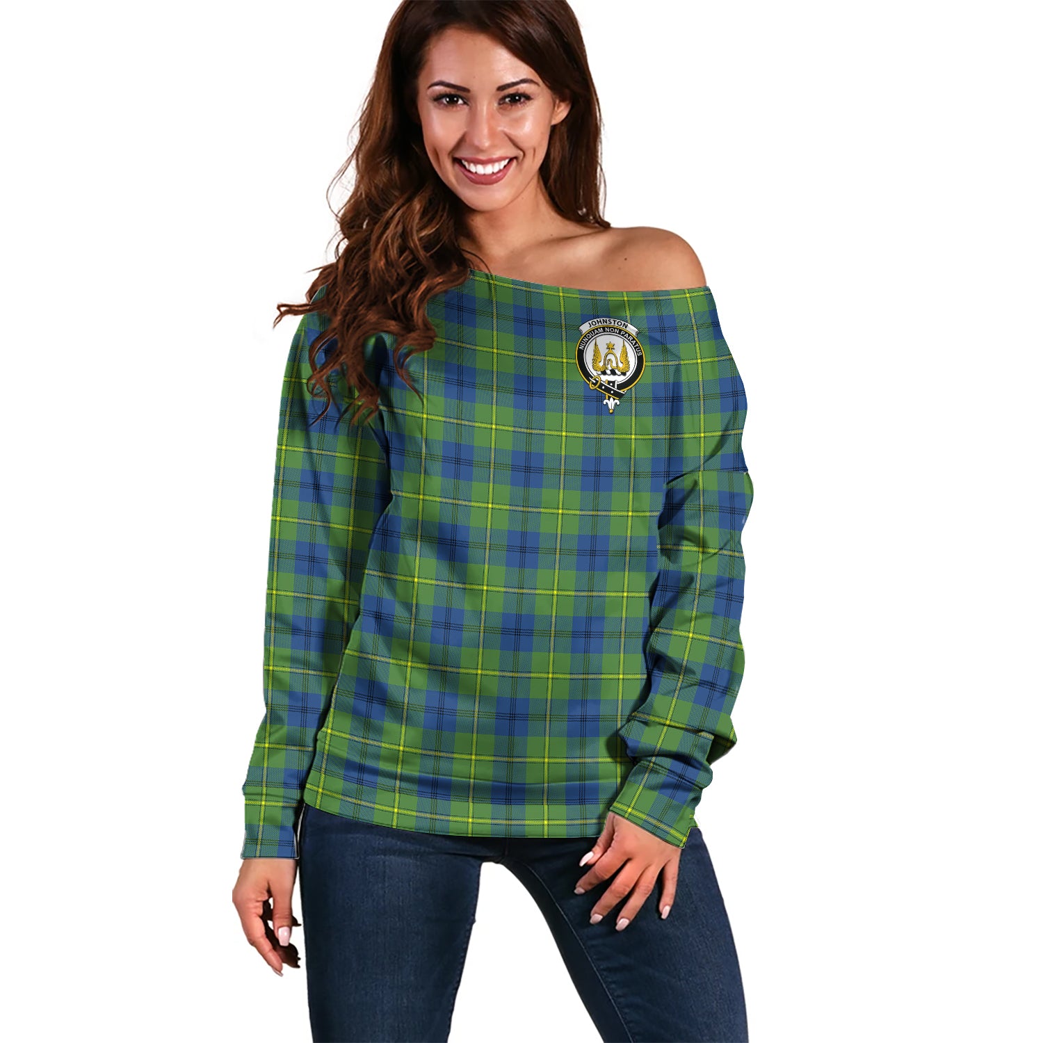 johnston-ancient-clan-tartan-off-shoulder-sweater-family-crest-sweater-for-women