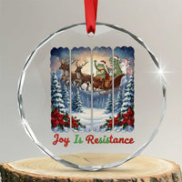 Joy Is Resistance Portland Frog Protest Crystal Glass Ornament Funny Holiday Meme Gift Idea - Wonder Print Shop