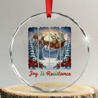 Joy Is Resistance Portland Frog Protest Crystal Glass Ornament Funny Holiday Meme Gift Idea TS12