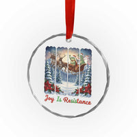 Joy Is Resistance Portland Frog Protest Crystal Glass Ornament Funny Holiday Meme Gift Idea - Wonder Print Shop