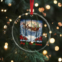 Joy Is Resistance Portland Frog Protest Crystal Glass Ornament Funny Holiday Meme Gift Idea - Wonder Print Shop