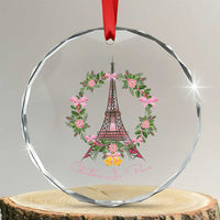 Joyeux Noel Eiffel Tower Christmas In Paris Crystal Glass Ornament TS09