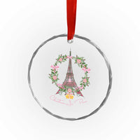 Joyeux Noel Eiffel Tower Christmas In Paris Crystal Glass Ornament TS09