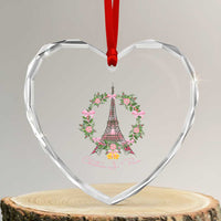Joyeux Noel Eiffel Tower Christmas In Paris Heart Crystal Glass Ornament - Wonder Print Shop