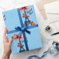 Joyeux Noel Eiffel Tower Wrapping Paper Roll Christmas In French Coquette Bow - Wonder Print Shop