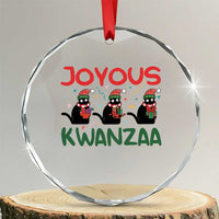 Joyous Kwanzaa Crystal Glass Ornament Funny Cats With Kinara And Presents Cultural Pride Gift - Wonder Print Shop