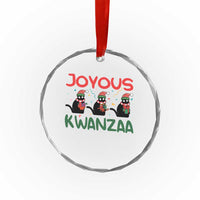 Joyous Kwanzaa Crystal Glass Ornament Funny Cats With Kinara And Presents Cultural Pride Gift - Wonder Print Shop