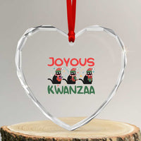 Joyous Kwanzaa Heart Crystal Glass Ornament Funny Cats With Kinara And Presents Cultural Pride Gift - Wonder Print Shop