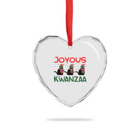 Joyous Kwanzaa Heart Crystal Glass Ornament Funny Cats With Kinara And Presents Cultural Pride Gift - Wonder Print Shop