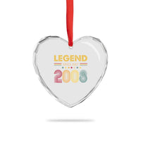 July 18th Birthday Heart Crystal Glass Ornament Legends Since July 2008 Retro Bday