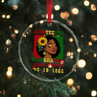 Juneteenth 1865 Black Freedom Celebration Crystal Glass Ornament Afrocentric Pride Melanin Girl - Wonder Print Shop