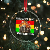 Juneteenth Is My Independence Day Crystal Glass Ornament Bold Afro Liberation Pan-African Flag - Wonder Print Shop
