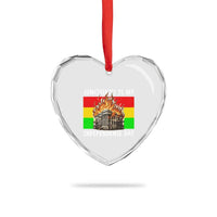 Juneteenth Is My Independence Day Heart Crystal Glass Ornament Bold Afro Liberation Pan-African Flag - Wonder Print Shop