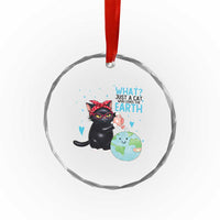 Just A Cat Who Loves The Earth Crystal Glass Ornament Earth Day Cat Lover Gift