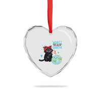 Just A Cat Who Loves The Earth Heart Crystal Glass Ornament Earth Day Cat Lover Gift