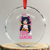 Just A Girl Who Loves Cats And Gaming Crystal Glass Ornament Cute Gamer Gift TS12