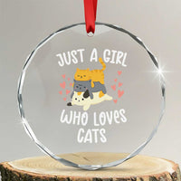 Just A Girl Who Loves Cats Crystal Glass Ornament Cute Kittens Pet Lover TS12