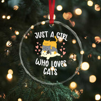 Just A Girl Who Loves Cats Crystal Glass Ornament Cute Kittens Pet Lover - Wonder Print Shop