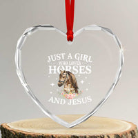 Just A Girl Who Loves Horses And Jesus Heart Crystal Glass Ornament Christian Girls Horse - Wonder Print Shop