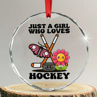 Just A Girl Who Loves Ice Hockey Crystal Glass Ornament Sports Lover Gift - Wonder Print Shop