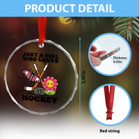 Just A Girl Who Loves Ice Hockey Crystal Glass Ornament Sports Lover Gift TS12