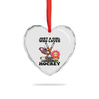 Just A Girl Who Loves Ice Hockey Heart Crystal Glass Ornament Sports Lover Gift - Wonder Print Shop