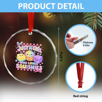 Just A Girl Who Loves Squishies Crystal Glass Ornament Cute Kawaii Dumpling Graphic Coquette Bow Girls