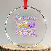 Just A Girl Who Loves Squishies Crystal Glass Ornament Squishy Lovers Kawaii Dumpling Graphic Coquette Bow Girls