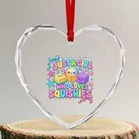 Just A Girl Who Loves Squishies Heart Crystal Glass Ornament Cute Butter Dumpling Graphic Coquette Bow Girls