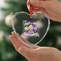 Just A Girl Who Loves Squishies Heart Crystal Glass Ornament Squishy Lovers Kawaii Dumpling Graphic Coquette Bow Girls