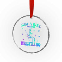 Just A Girl Who Loves Wrestling Crystal Glass Ornament Funny Wrestle Lover Wrestler - Wonder Print Shop