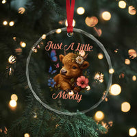 Just A Little Moody Crystal Glass Ornament Funny Sarcasm Highland Cow - Wonder Print Shop