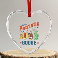 Just A Patriotic Goose Heart Crystal Glass Ornament America 250th Anniversary