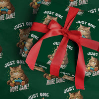 Just One More Game Wrapping Paper Roll Funny Lazy Cat Playing Video Game - Wonder Print Shop