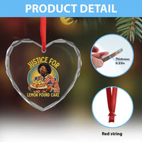 Justice for Lemon Pound Cake Patriotic Meme Heart Crystal Glass Ornament Funny Viral Hip Hop Parody for Music Rap Fans