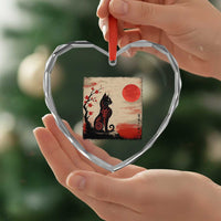 Kawaii Anime Cat Japanese Cherry Blossom Heart Crystal Glass Ornament - Wonder Print Shop